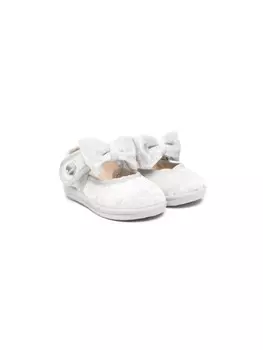 Monnalisa велюровые балетки с бантом, серый