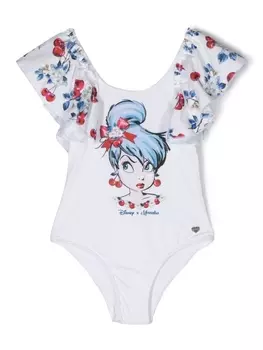 Monnalisa x Disney Tinkerbell ruffled swimsuit, белый