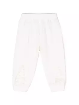 Monnalisa зауженные брюки с вышитым логотипом, белый