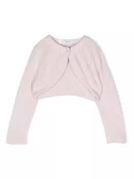 Monnalisa жакет с длинными рукавами и логотипом, розовый