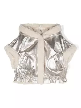 Monnalisa жилет из шерпы с эффектом металлик, серебряный