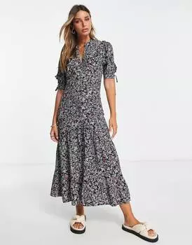Моно-платье миди с цветочным принтом Topshop