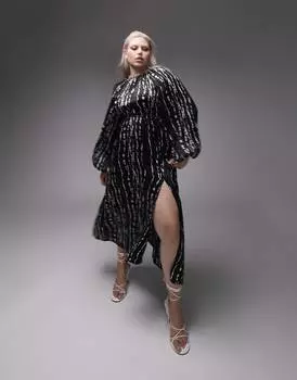 Моно-платье миди с открытой спиной и принтом тай-дай Topshop Curve