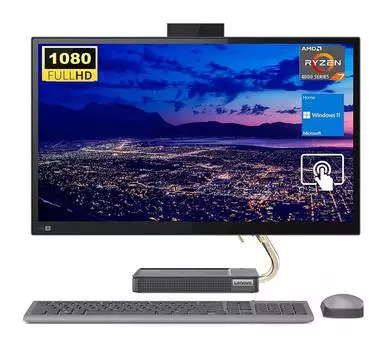 Моноблок Lenovo IdeaCentre 5 AIO, 23.8", AMD Ryzen 7 5700U, Full-HD сенсорный экран, 16Гб RAM, 1ТБ SSD+1ТБ HDD, серый