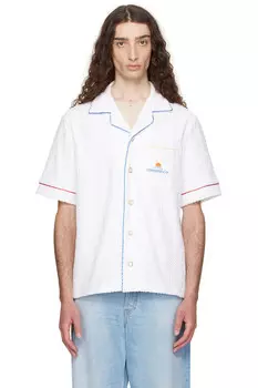 Монограммная жаккардовая рубашка с коротким рукавом из махровой ткани Casablanca, белый