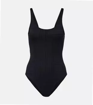 Монограммный джерси купальник Toteme, черный