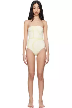 Монограммный купальник без бретелей Toteme, мультиколор