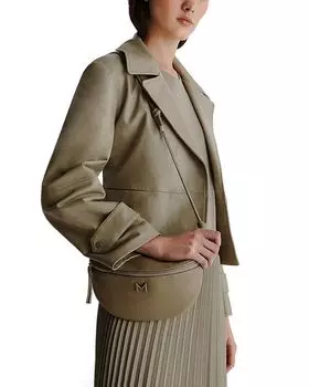 Монохромная байкерская куртка из кожи Fiorina Marella, зеленый