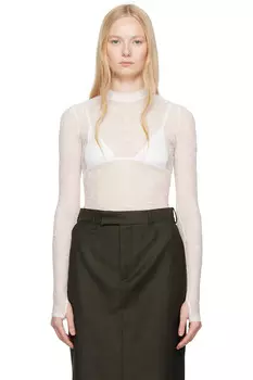 Монохромная флоковая полупрозрачная водолазка Moonogram Marine Serre, белый