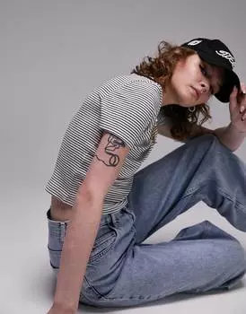 Монохромная повседневная футболка в полоску Topshop