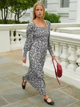 Монохромное платье с цветочным принтом Ro&Zo, черный/белый