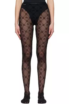 Монохромные ажурные колготки с флокированием Marine Serre, черный