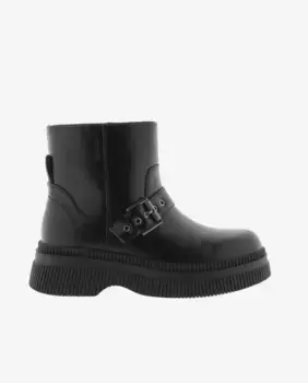 Монохромные черные женские ботильоны на толстой подошве и ремешке Victoria