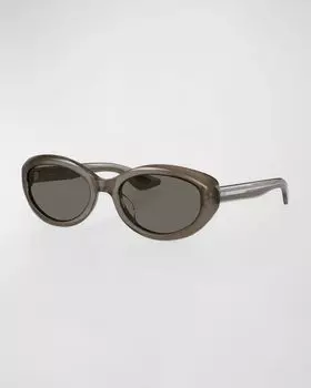 Монохромные овальные солнцезащитные очки из ацетата KHAITE x Oliver Peoples, цвет Taupe