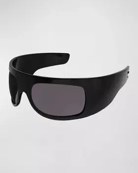 Монохромные солнцезащитные очки с оберткой из ацетата Gucci, цвет Shiny Black Mazzucchelli