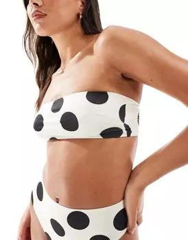 Монохромный лиф бикини-бандо ASOS DESIGN Cindy в горошек