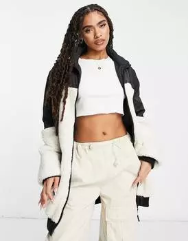 Монохромный пуховик миди ASYOU из смеси атласа борг