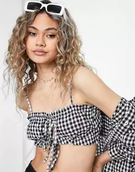 Монохромный топ на бретельках в мелкую клетку Topshop co-ord