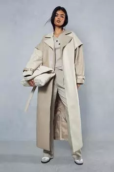 Монохромный удлиненный тренч MISSPAP, бежевый