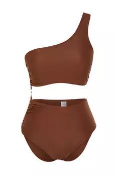 Монокини - Коричневый - Однотонный Trendyol, коричневый
