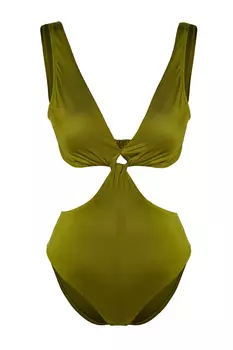 Монокини - Зеленый - Однотонный Trendyol, зеленый