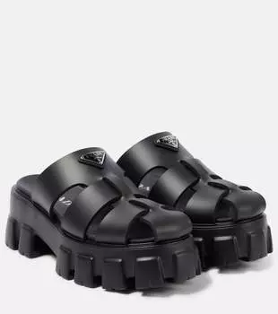 Монолитные платформенные сандалии fisherman Prada, черный