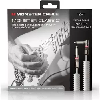 Monster Cable Prolink Classic Инструментальный кабель, спиральный, 12 футов, белый