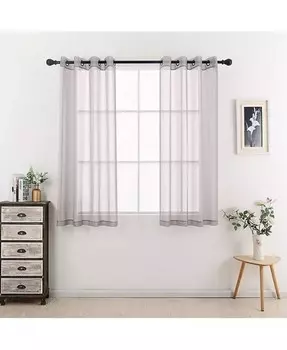 Montauk Accents, 2 предмета, верхняя часть с люверсами, летние прозрачные оконные занавески из вуали для маленьких/коротких окон — длина 63 дюйма — бирюзовые GoodGram, серебро