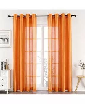 Montauk Accents - комплект из 2 ультра-роскошных верхних штор из искусственного шелка с прозрачными люверсами GoodGram, оранжевый