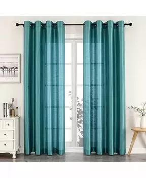 Montauk Accents - комплект из 2 ультра-роскошных верхних штор из искусственного шелка с прозрачными люверсами GoodGram, синий