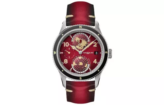 MONTBLANC Автоматические механические мужские часы с циферблатом 42 мм, красным механизмом и ремешком из коровьей кожи