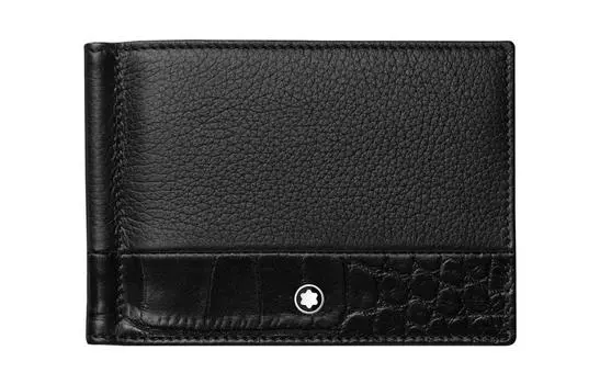 MONTBLANC Кошелек Meisterstuck из коровьей кожи с держателем для карт, черный, мужской