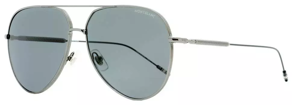 Montblanc Мужские солнцезащитные очки-авиаторы MB0045S цвет 005 Рутений/Черные 61 мм Mont Blanc