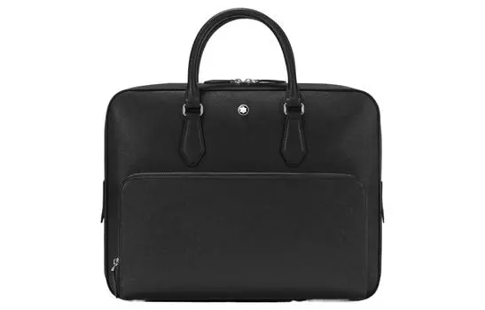 MONTBLANC Портфель мужской среднего размера из коровьей кожи, черный