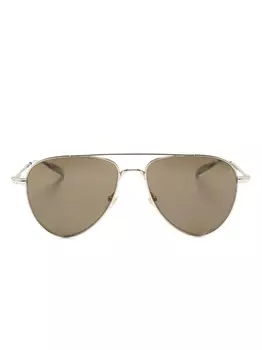 Montblanc солнцезащитные очки в круглой оправе с логотипом, золотистый