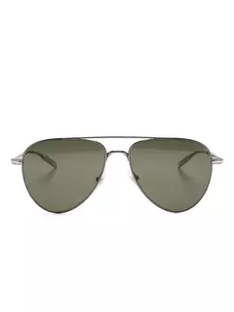 Montblanc солнцезащитные очки в круглой оправе с логотипом, черный