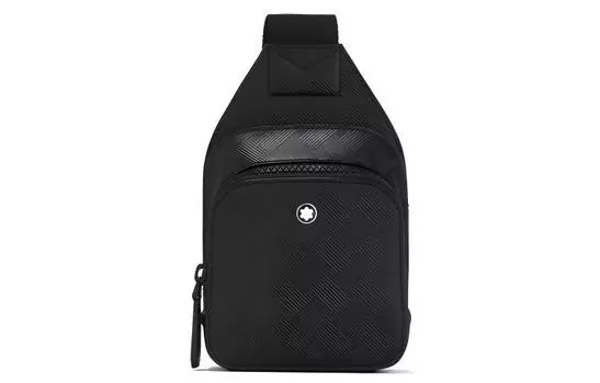MONTBLANC Сумка-слинг из коровьей кожи на одно плечо, через плечо, мини, мужская, черная