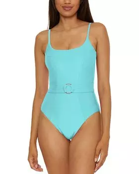 Монте Карло Купальник Цельный с Ребристой Отделкой BECCA by Rebecca Virtue, синий