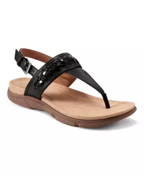 Монте Т-образные плетеные плоские сандалии из искусственной кожи Easy Spirit, черный