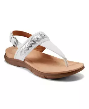 Монте Т-образные плетеные плоские сандалии из искусственной кожи Easy Spirit, белый