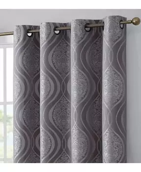 Montero Damask 100% полное затемнение, теплоизоляция, энергоэффективность, блокирующая тепло/холод, втулка, тяжелые шторы, драпировочные панели для гостиной, 2 панели HLC.me, серый