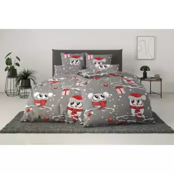 Моё домашнее постельное белье» Янина в размерах. 135х200 или 155х220 см", 100% хлопок, много зимних дизайнов: пэчворк, снеговик, сова, мишка My Home, цвет Eule