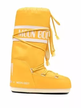 Moon Boot Kids дутые сапоги Icon Junior со шнуровкой, желтый