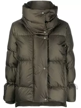 Moorer funnel-neck padded down jacket, зеленый