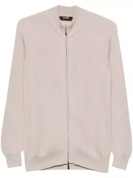 Moorer кардиган в рубчик на молнии, нейтральный цвет