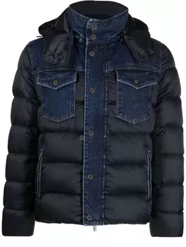 Moorer пуховик с джинсовыми вставками, синий