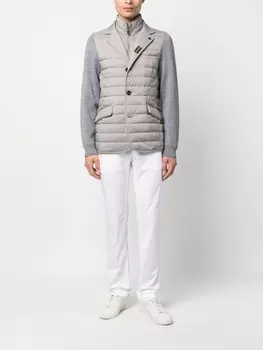 Moorer пуховик с контрастными рукавами, серый