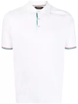 Moorer рубашка поло из ткани пике с полосками, белый