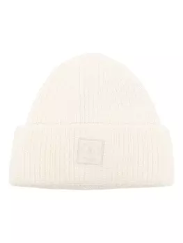 Moose Knuckles logo-patch ribbed-knit beanie, белый