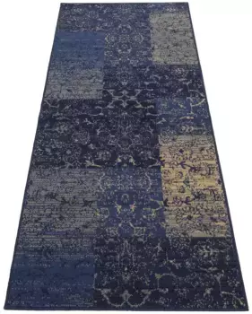 Моя домашняя дорожка "Bennet", прямоугольная, винтажный дизайн, плоская дорожка, мостик, с коротким ворсом, элегантная My home 70х230 см, синий